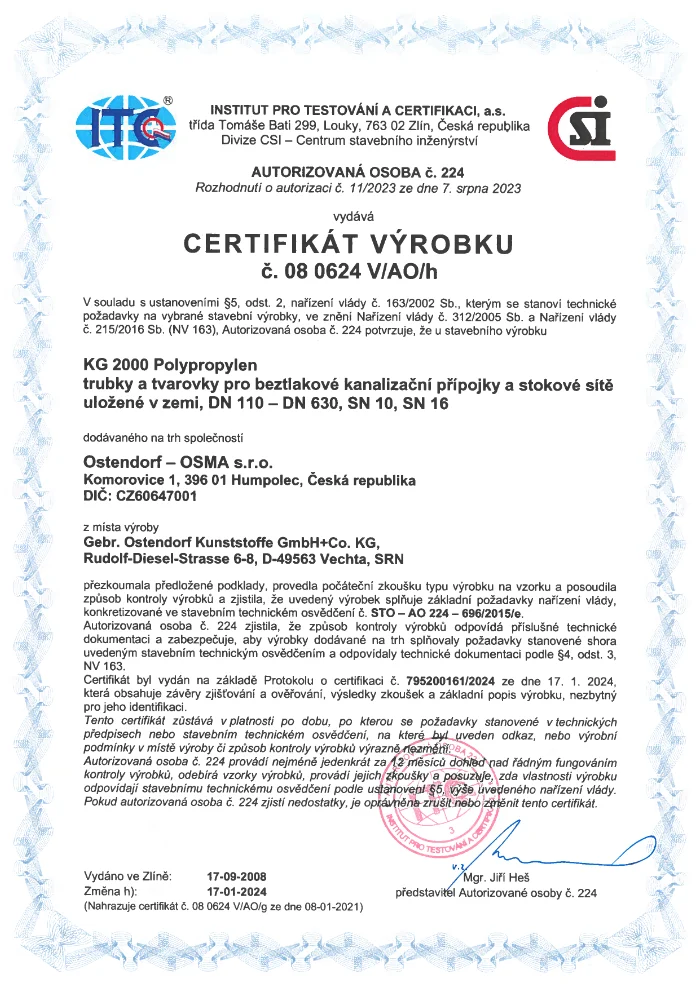 Certifikát výrobku